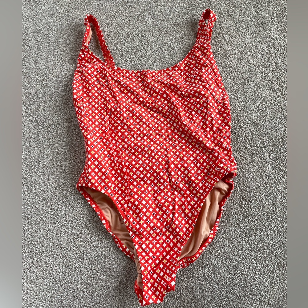 Red Floral Print J.Crew Womens Size 8 One-Piece Swimsuit